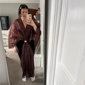 Elegant Brown Sheer Wrap top